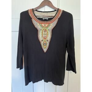 Vintage Berek by Takako Sakon Beaded Long Sleeve Sweater Boho Size 2XL, XXL